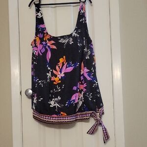 Floral Black Tankini Top
